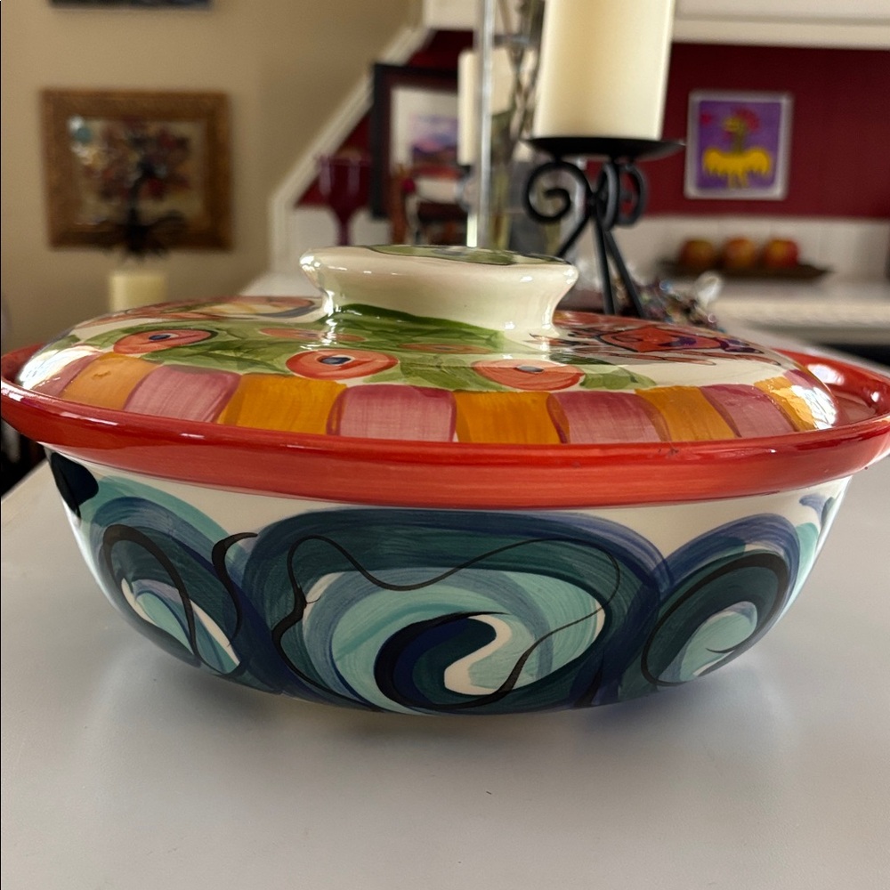 Vicki Carroll Studio Splish Splash Soup Bowl/Casserole Dish w/Lid - Discontinued - Picture 5 of 7